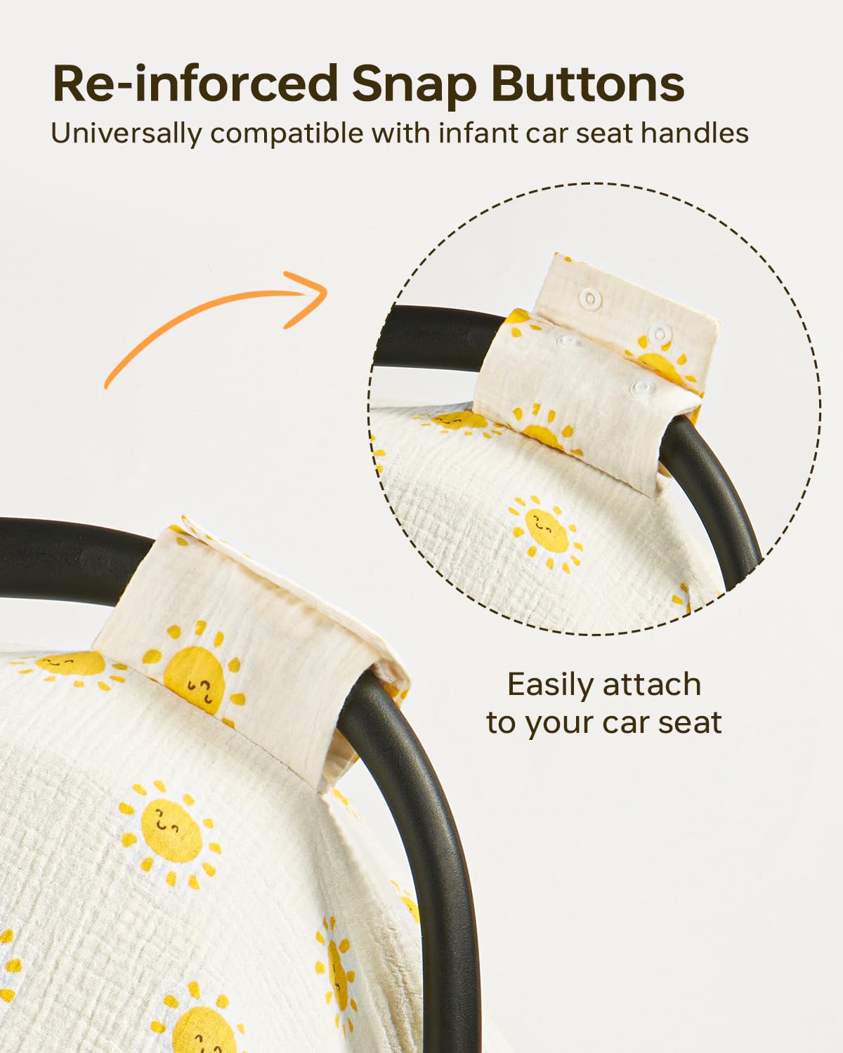 Baby Car Seat Cover, 100% Muslin Cotton Breathable Infant Canopy, Sunlight