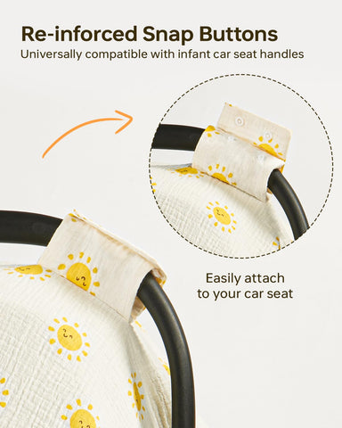 Baby Car Seat Cover, 100% Muslin Cotton Breathable Infant Canopy, Sunlight