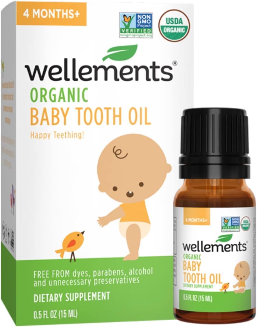 Wellements Organic Baby Tooth Oil Teething Gum Soothe 4 Months+ 0.5 Fl Oz