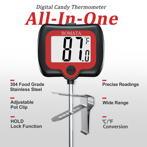 BOMATA Digital Candy Thermometer with Pot Clip, Deep Fry Oil Thermometer