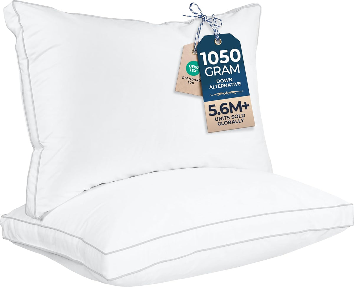 Utopia Bedding Gusset Bed Pillow, Hotel Pillows Queen Size Set of 2, White