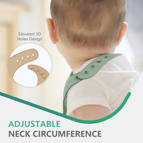 Cuddle Campus Set of 3 Silicone Bibs, Soft Adjustable Bibs for Boys & Girls