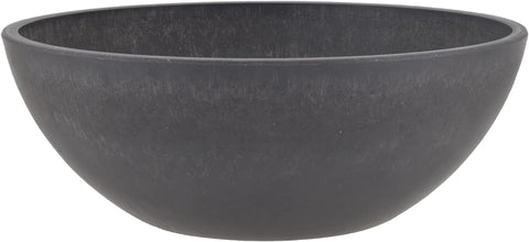 PSW Pot Collection M30DC 12-inch Plastic/Stone/Wood Composite Low Bowl Planter – No Drainage Hole (Drillable), Shallow Indoor/Outer Pot for Succulents, Bonsai, Fairy Gardens, Herbs, Dark Charcoal