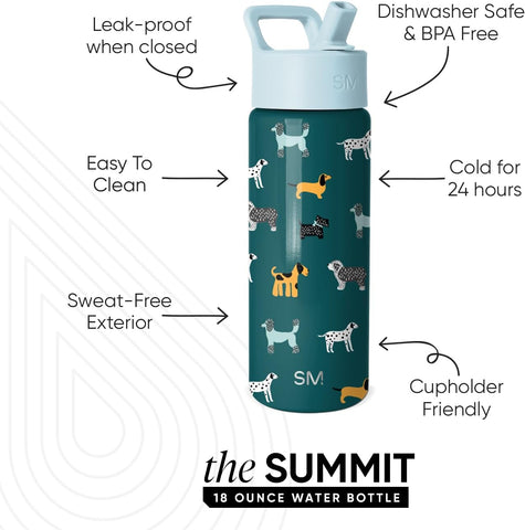 Simple Modern Kids Water Bottle & Toddler Cup | 18oz | Dogs