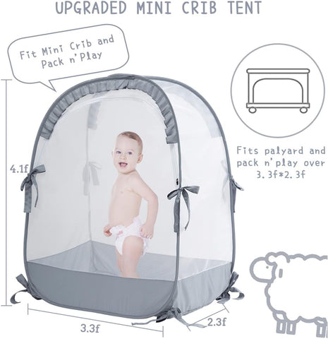 L RUNNZER Pack N Play Tent, Baby Pop Up Crib Tent to Keep Baby in