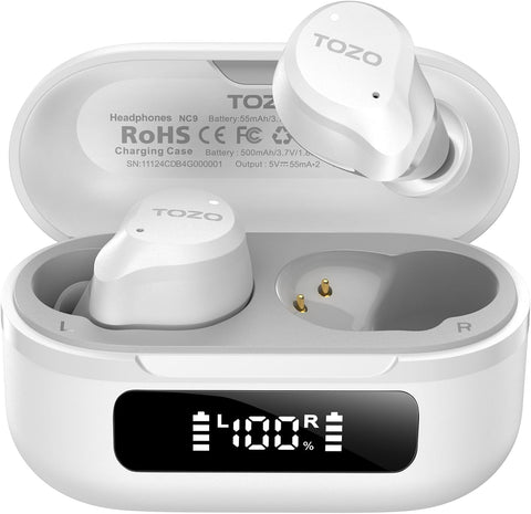 TOZO NC9 Hybrid Active Noise Cancelling Wireless Earbuds, 60H, LED Display