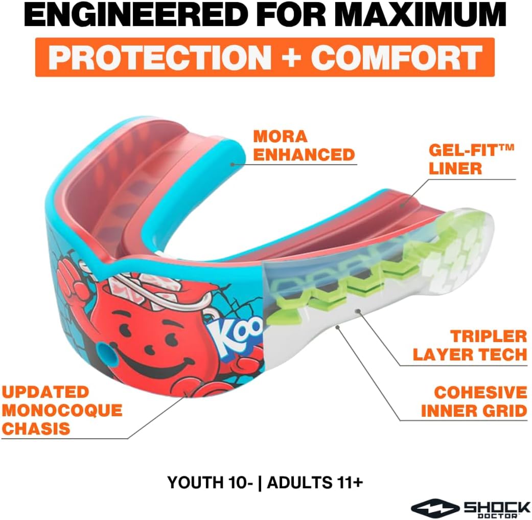 Shock Doctor, Gel Max Power Flavor Mouth Guard, Football, Lacrosse, Hockey, MMA, Boxing, Youth & Adult