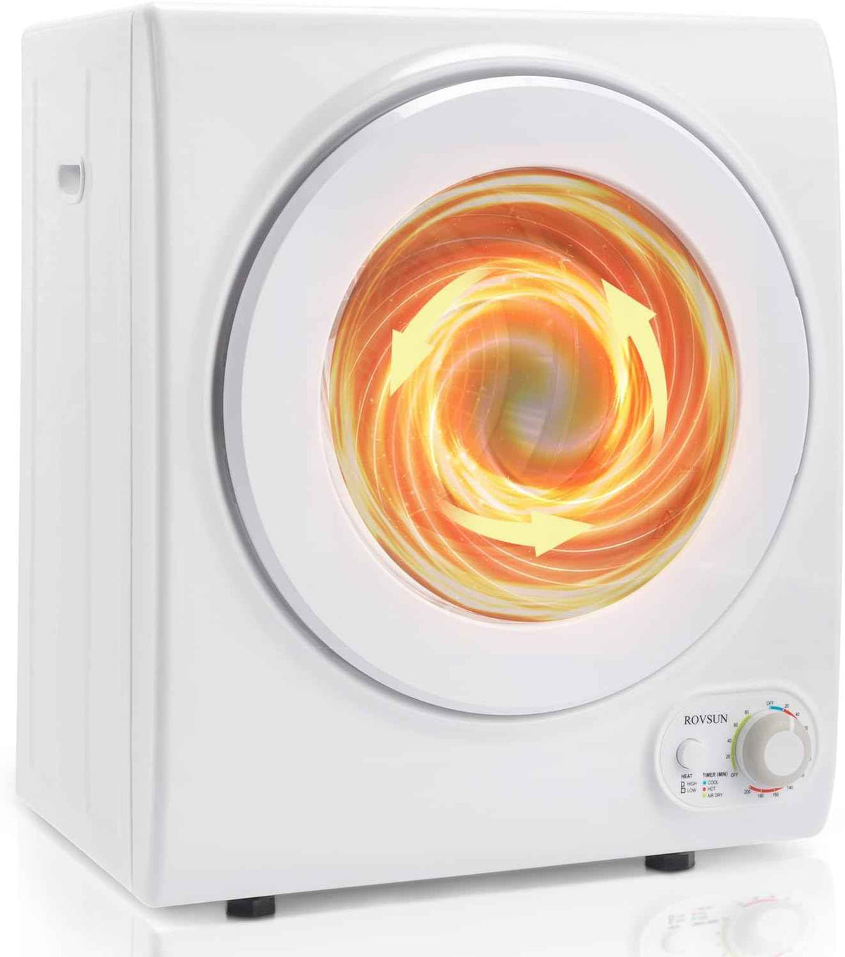 Bonnlo Portable Clothes Dryer, Front Load Electric Dryers Machine, Compact Laundry Dryers with Stainless Steel Tub, for Home, Apartment, Dorm, White (Classic Knob Control)