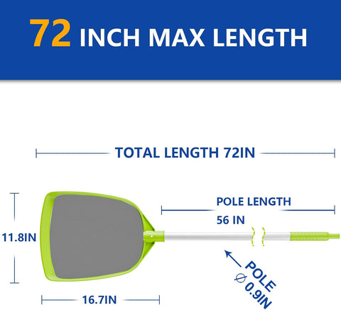 Sepetrel Pool Skimmer Net- Total Length 72 inches Rake with Pole,Accessories for Cleaning Inground/Above Ground Swimming Pool, Pond,Spa and Hot Tub Leaf Debris