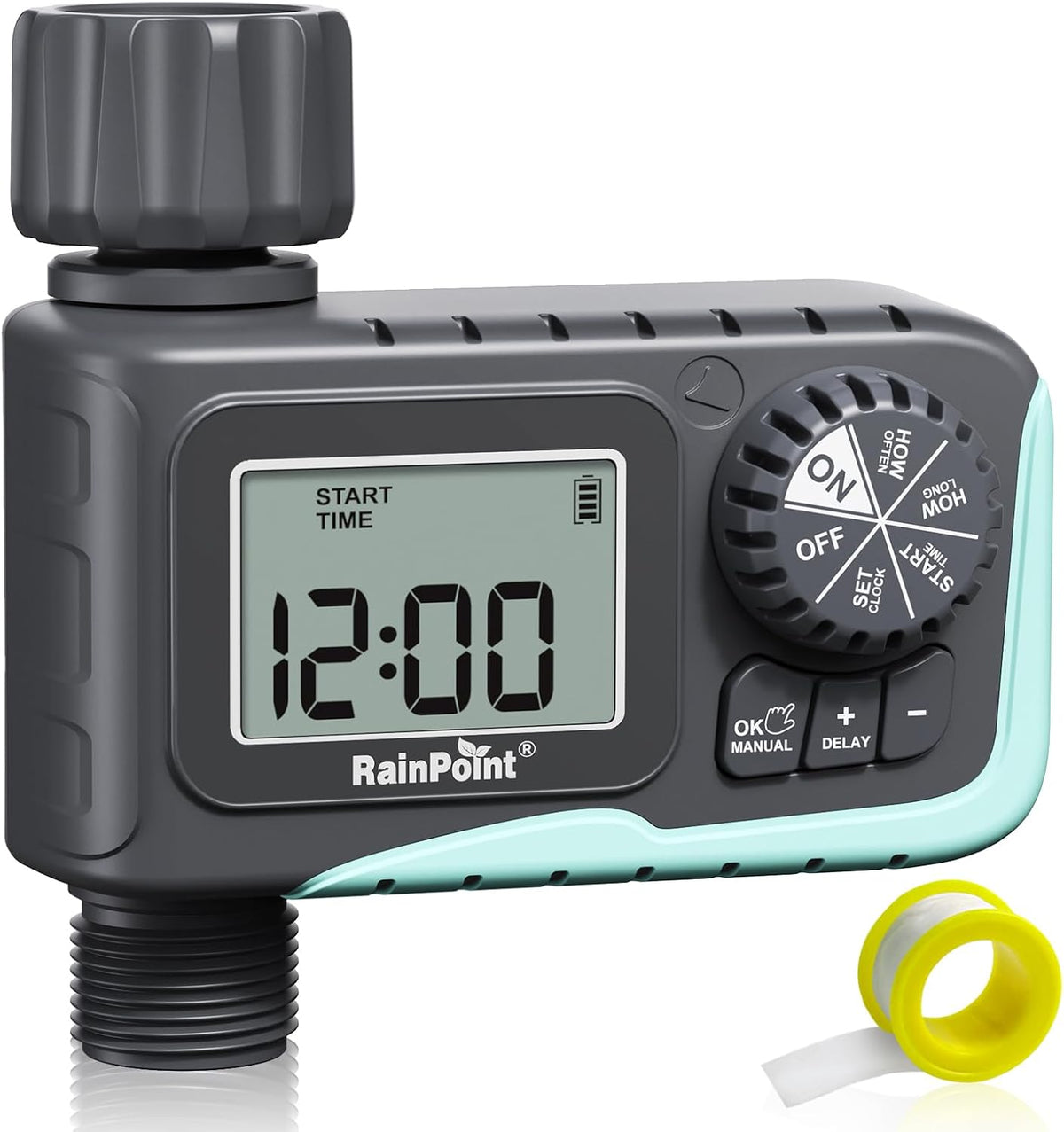 RAINPOINT Sprinkler Timer Outdoor, Water Timer for Garden Hose, Programmable Watering Irrigation Timer with Rain Delay/Manual(Plastic)