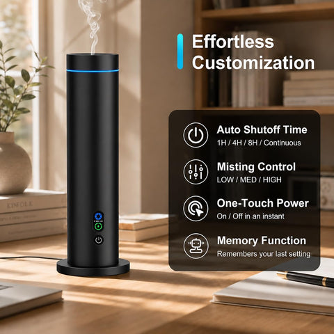 Maromalife Waterless Essential Oil Diffuser, Metal Scent Diffuser, Black