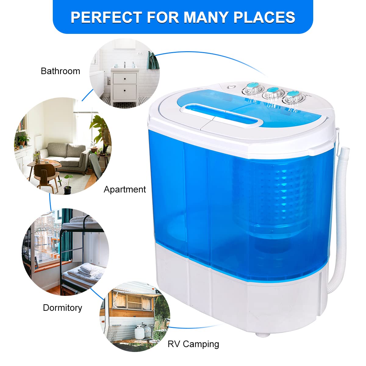 ZenStyle Portable Washer Compact Twin Tub 9.9 LB Mini Top Load Washing Machine Washer/Spinner w/ 6.57 FT Inlet Hose