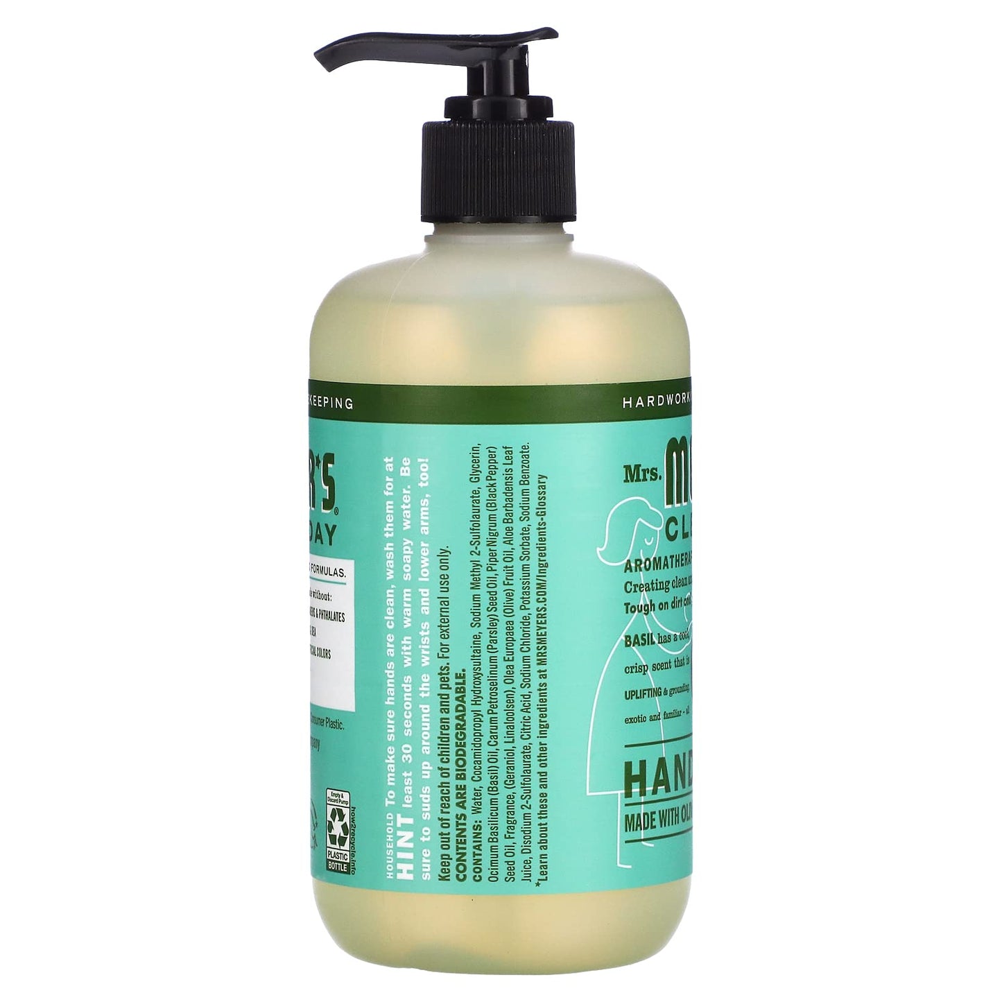 Mrs. Meyer's Clean Day's Liquid Hand Soap, Basil, 12.5 Fl Oz (Pack of 1)