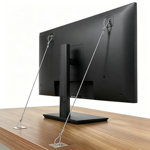 6 Pack Adjustable TV Safety Straps Stainless Steel, No-Drill Adhesive Anti-Tip Furniture Wall Anchors, Secure Flat Screens to TV Stand, Wall, Cabinet Or Desk