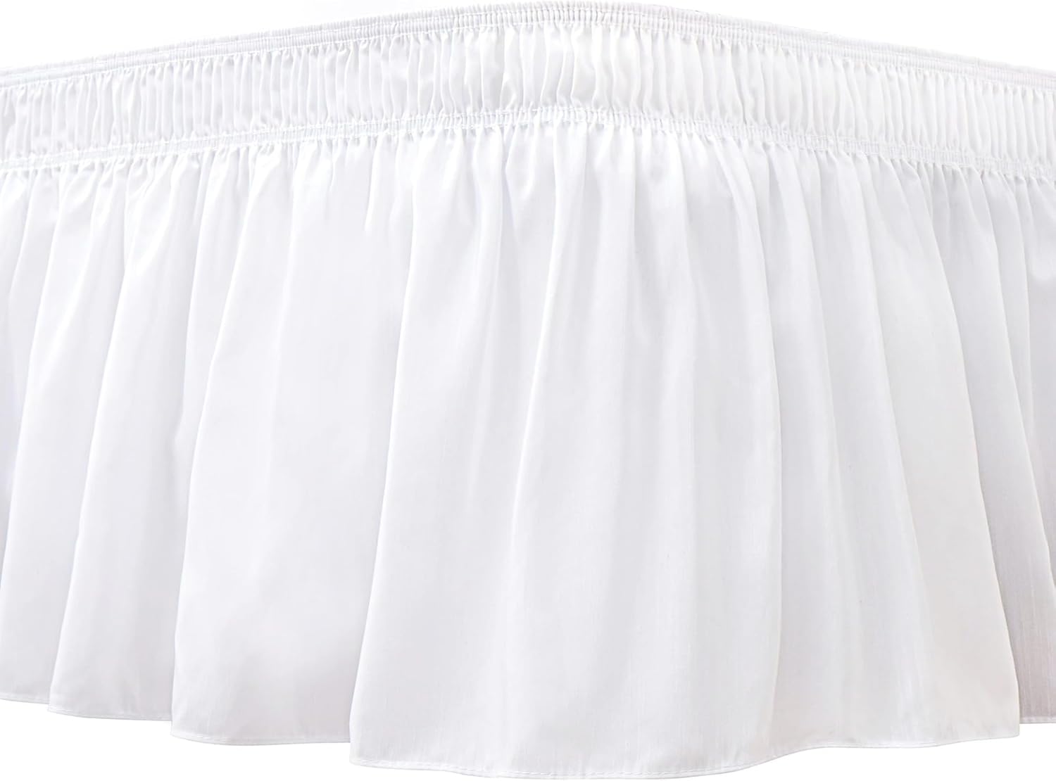 Wrap Around Bed Skirt King Size 15 Inch Drop-Elastic Dust Ruffle White