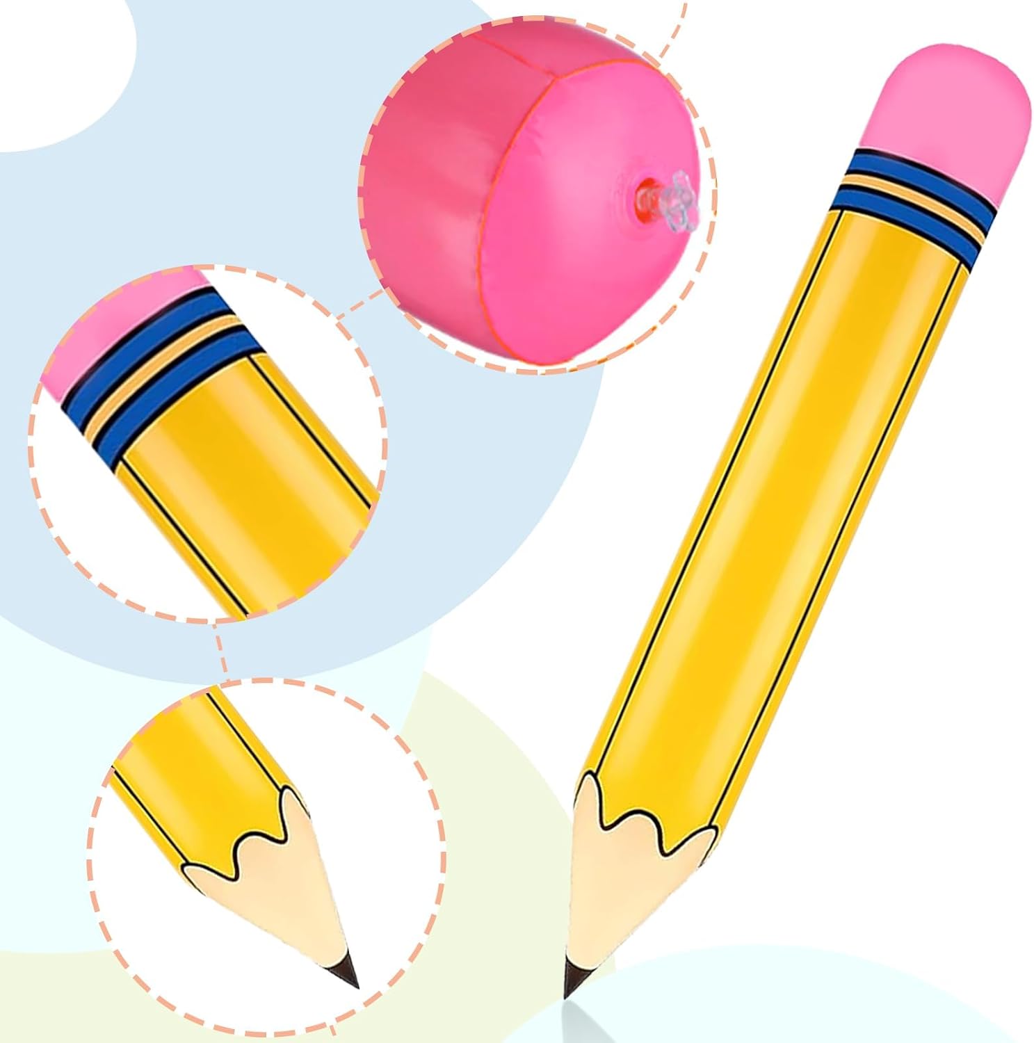Totelux Large Pencil Balloons 27’’ Inflatable Pencil Back to School Decorations Giant Yellow Crayon Balloons for Classroom Garden Hanging Photo Prop Birthday Party Favor 2PCS