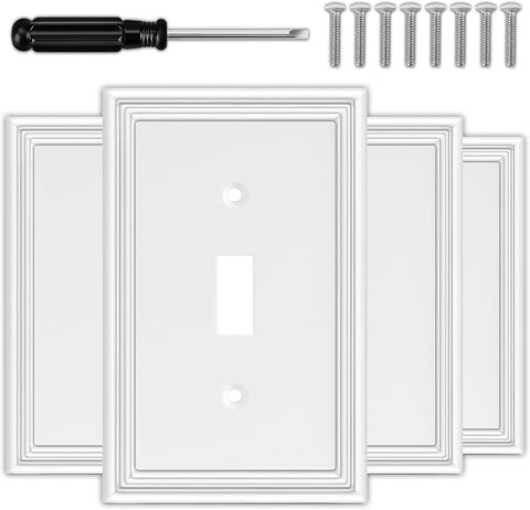 OKAYZIP White Decorative Single Toggle Light Switch Covers Wall Plate