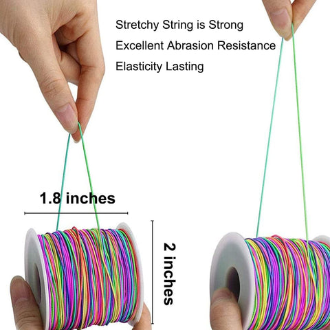 LUSTEMBER 1mm Stretchy Bracelet String, Sturdy Rainbow Elastic String Elastic Cord for Jewelry Making, Necklaces, Beading and Crafts