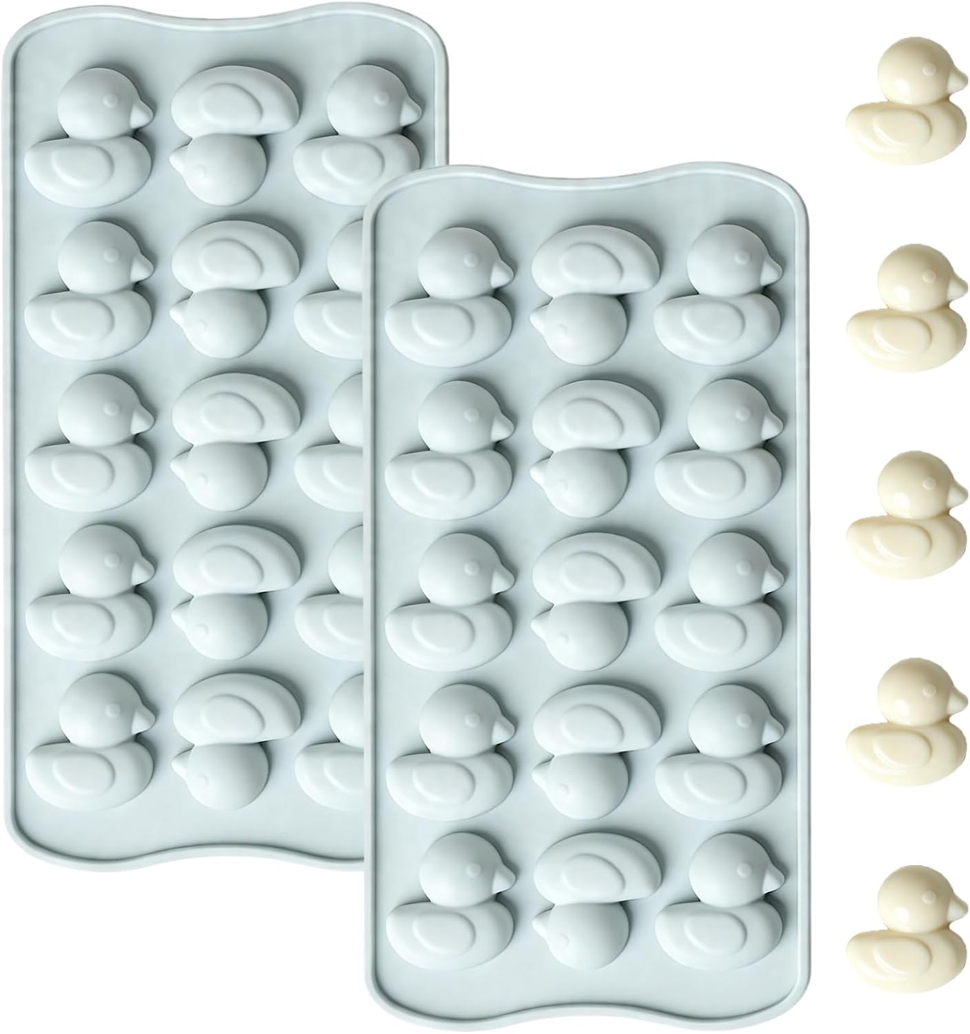 15 Cavity Duck Silicone Molds for Chocolate, Candy, Set of 2