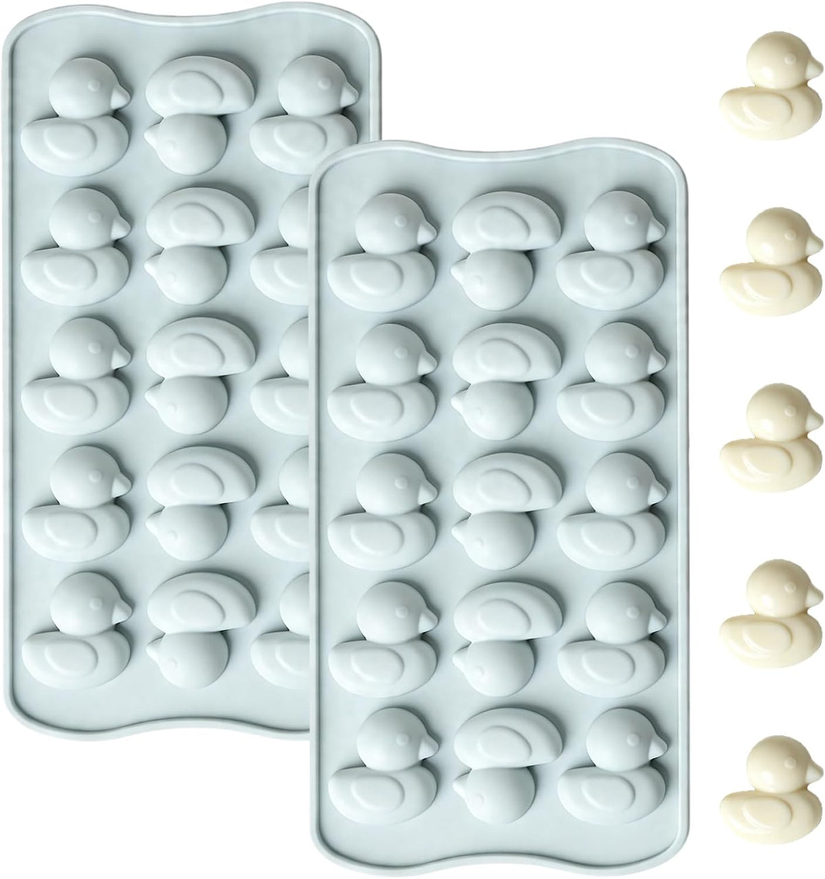 15 Cavity Duck Silicone Molds for Chocolate, Candy, Set of 2
