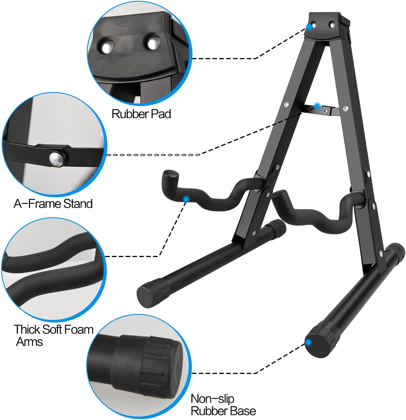 DkOvn 1/2/4 Pack Folding Guitar Stand, with Non-Slip Rubber and Foam Arms