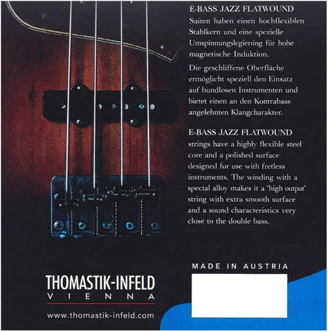 Thomastik-Infeld Bass Guitar Strings - Flatwound Bass Strings For a Rich and Warm Traditional Jazz Sound - Durable String Set Includes JF34043 JF34056 JF34070 JF34100 - Made in Vienna