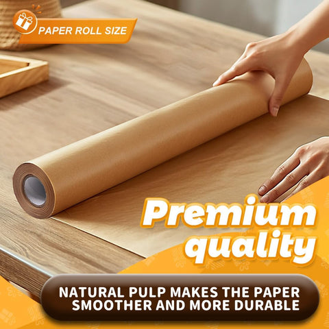 PerkHomy Brown Kraft Paper Roll 17.5" x 600" (50') for Gift Wrapping Bulletin Board Craft Art Bouquet Flower Packing Moving Shipping Floor Covering Table 70GSM 50LB (Brown, 17.5" x 50')