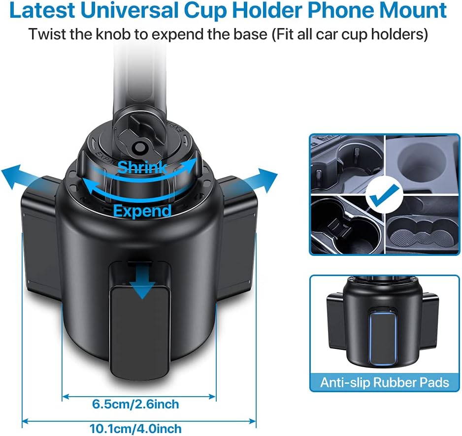 Miracase [Upgraded Version] Cup Phone Holder for Car, Universal Adjustable Long Neck Car Phone Mount Cradle Friendly Compatible with iPhone Samsung Google and All 4.0-7.0 inches Smartphones