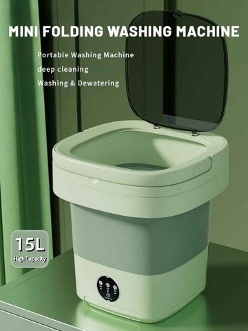 Portable washing machine, Mini Washer,15L upgraded large capacity foldable Washer.Deep cleaning of underwear, baby clothes and other small clothes.Suitable for apartments, dormitories, hotels.(Green)