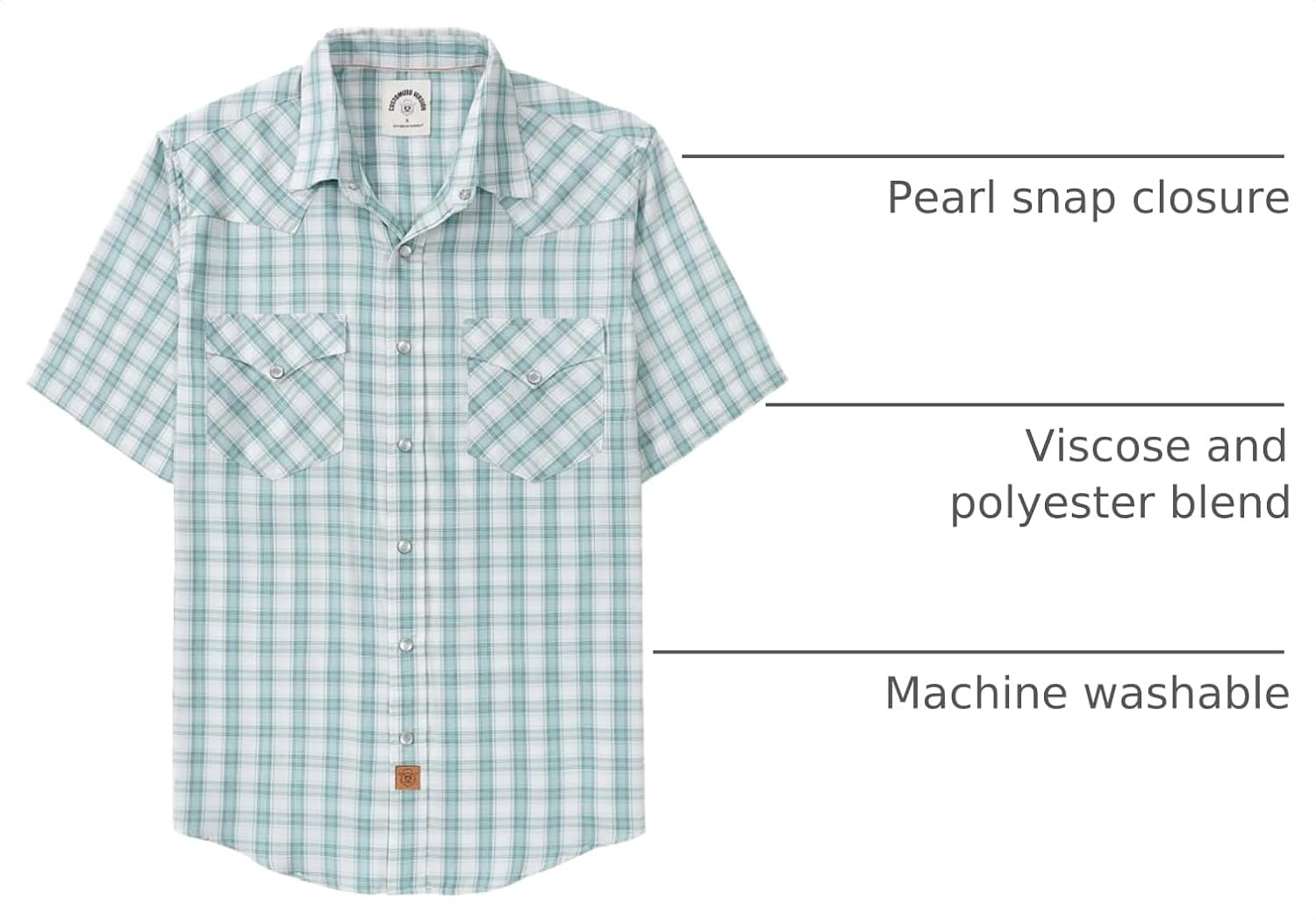 Dubinik® Viscose Made from Bamboo Mens Short Sleeve Shirts Plaid Shirt Western Cowboy Pearl Snap Casual Plaid Shirts for Men