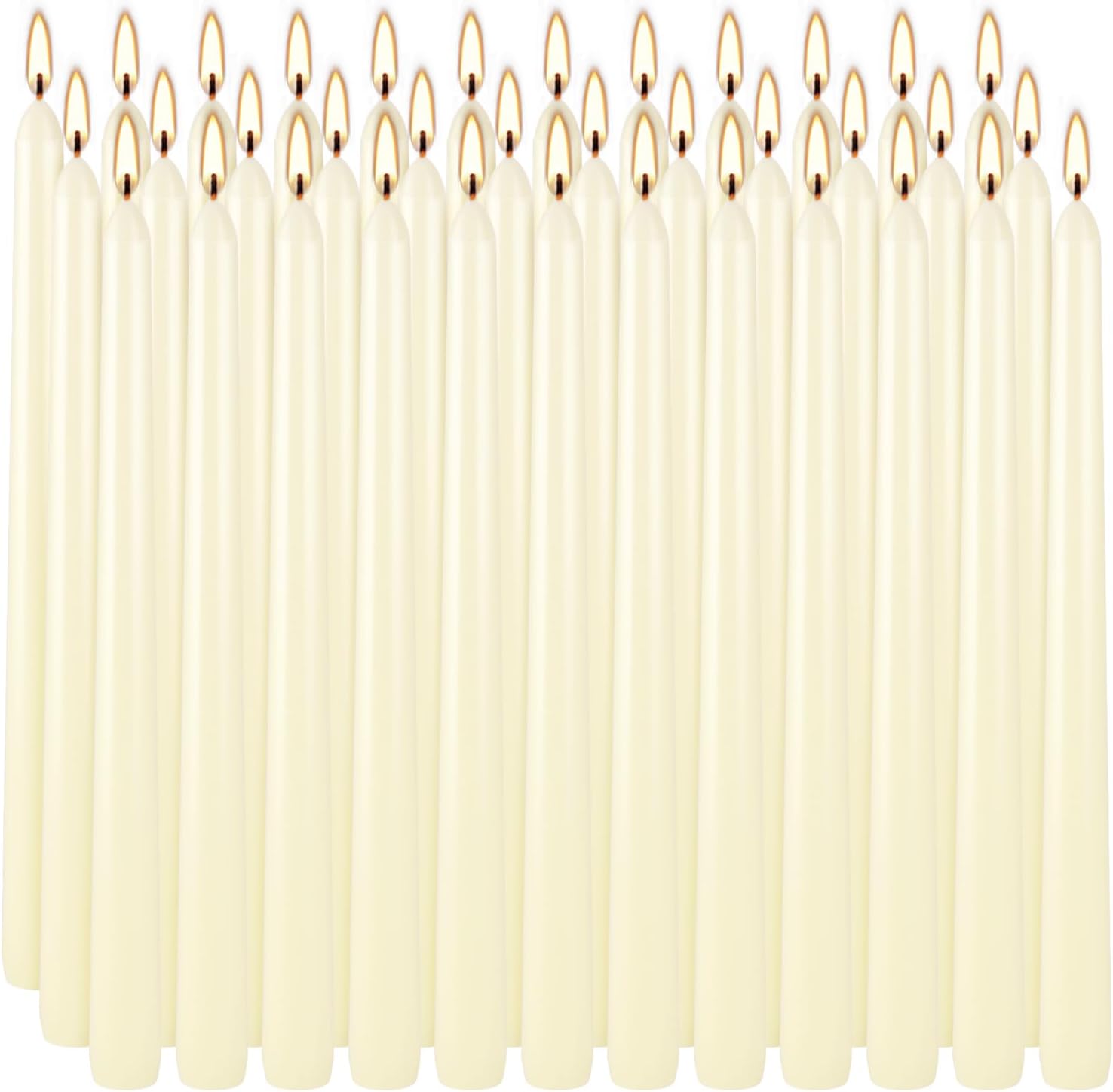 YOROXRG 36 Pack Ivory White Taper Candles, 7-8 Hours Burn Time, Unscented, Smokeless and Dripless, 0.8 x 10 Inch Dinner Candle Set for Household, Wedding, Party and Home Décor Candlesticks