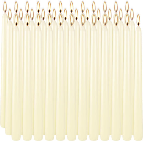 YOROXRG 36 Pack Ivory White Taper Candles, 7-8 Hours Burn Time, Unscented, Smokeless and Dripless, 0.8 x 10 Inch Dinner Candle Set for Household, Wedding, Party and Home Décor Candlesticks