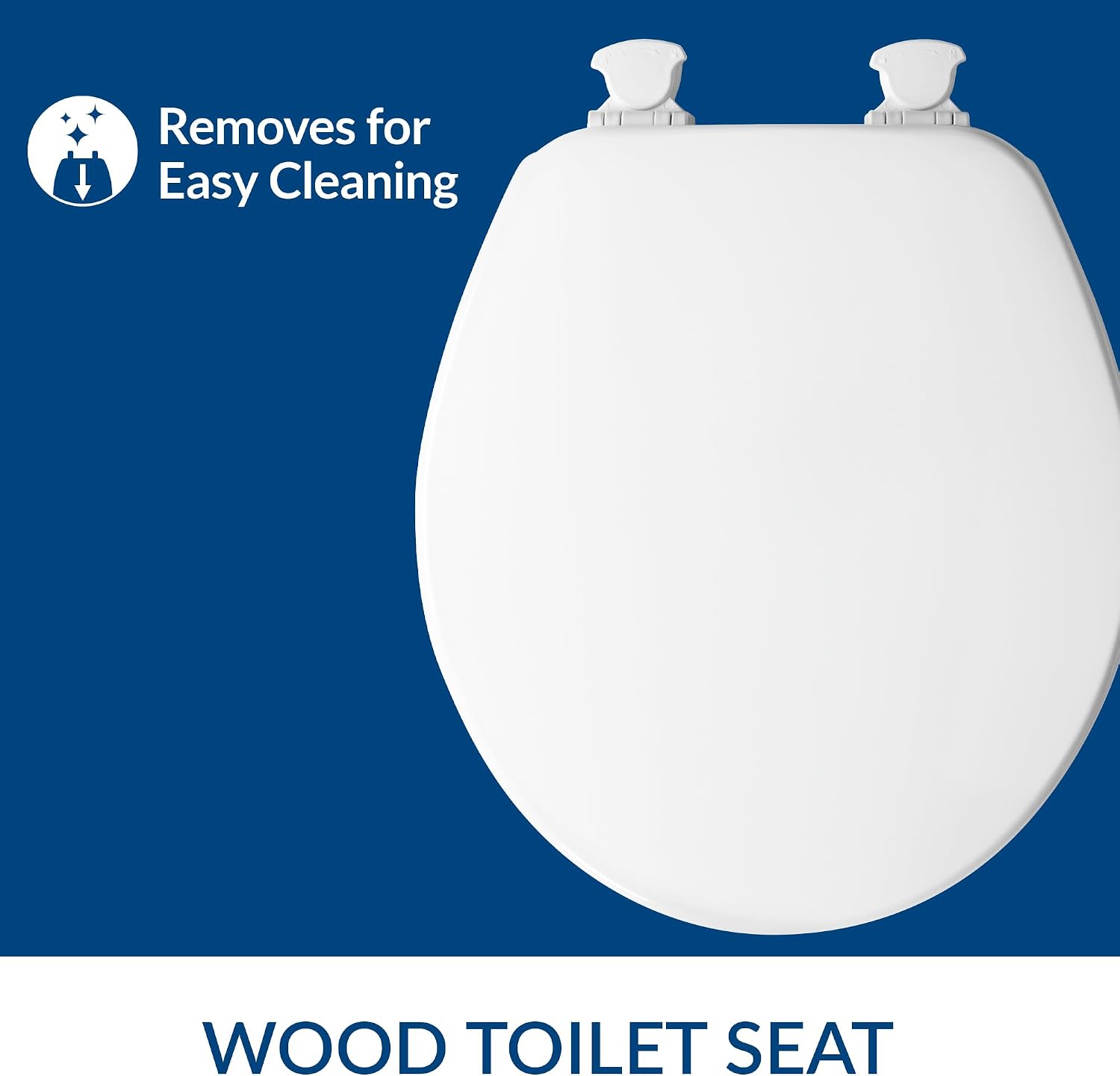 CHURCH Toilet Seat, Easy Clean Hinges Release for Deep Cleans, Durable Enameled Wood Seat, Round, White