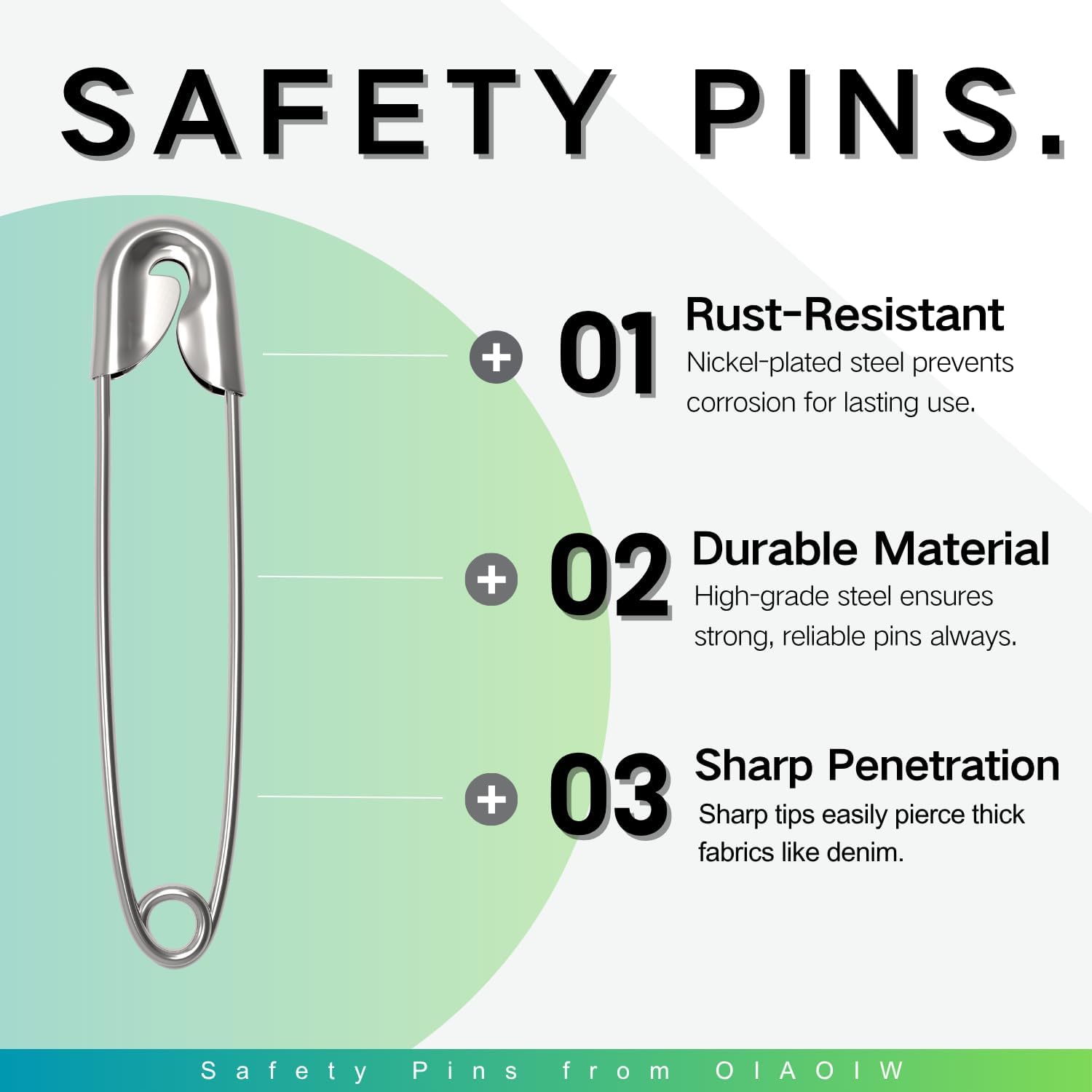 350 Pack Silver Safety Pins for Clothes 5 Assorted Sizes Strong Heavy Duty