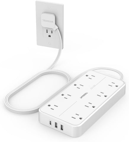 TESSAN Power Strip Surge Protector, 6FT Flat Plug Extension Cord