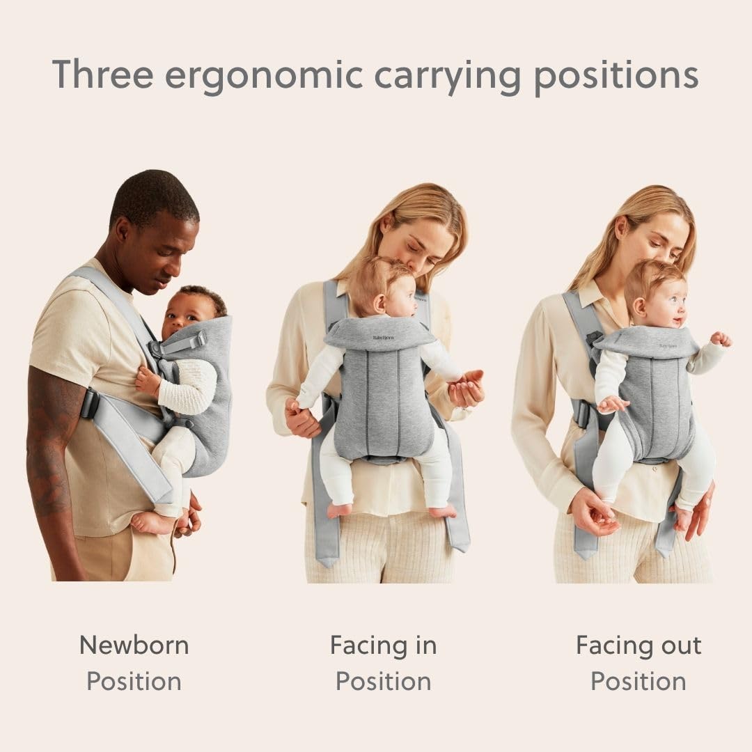 BabyBjörn Baby Carrier Mini, Light Gray, 3D Jersey | Infant Carrier (7-25 lbs), Ergonomic, Easy-to-Use