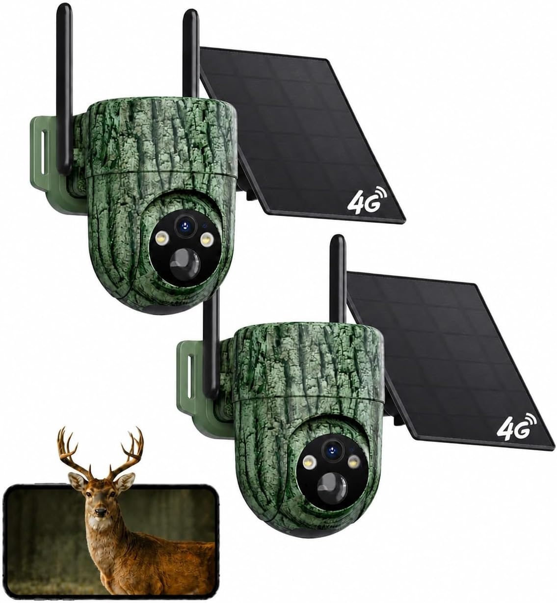 SEHMUA 4G LTE Cellular Trail Camera, 360° View 2K Live Feed Solar Game Cam