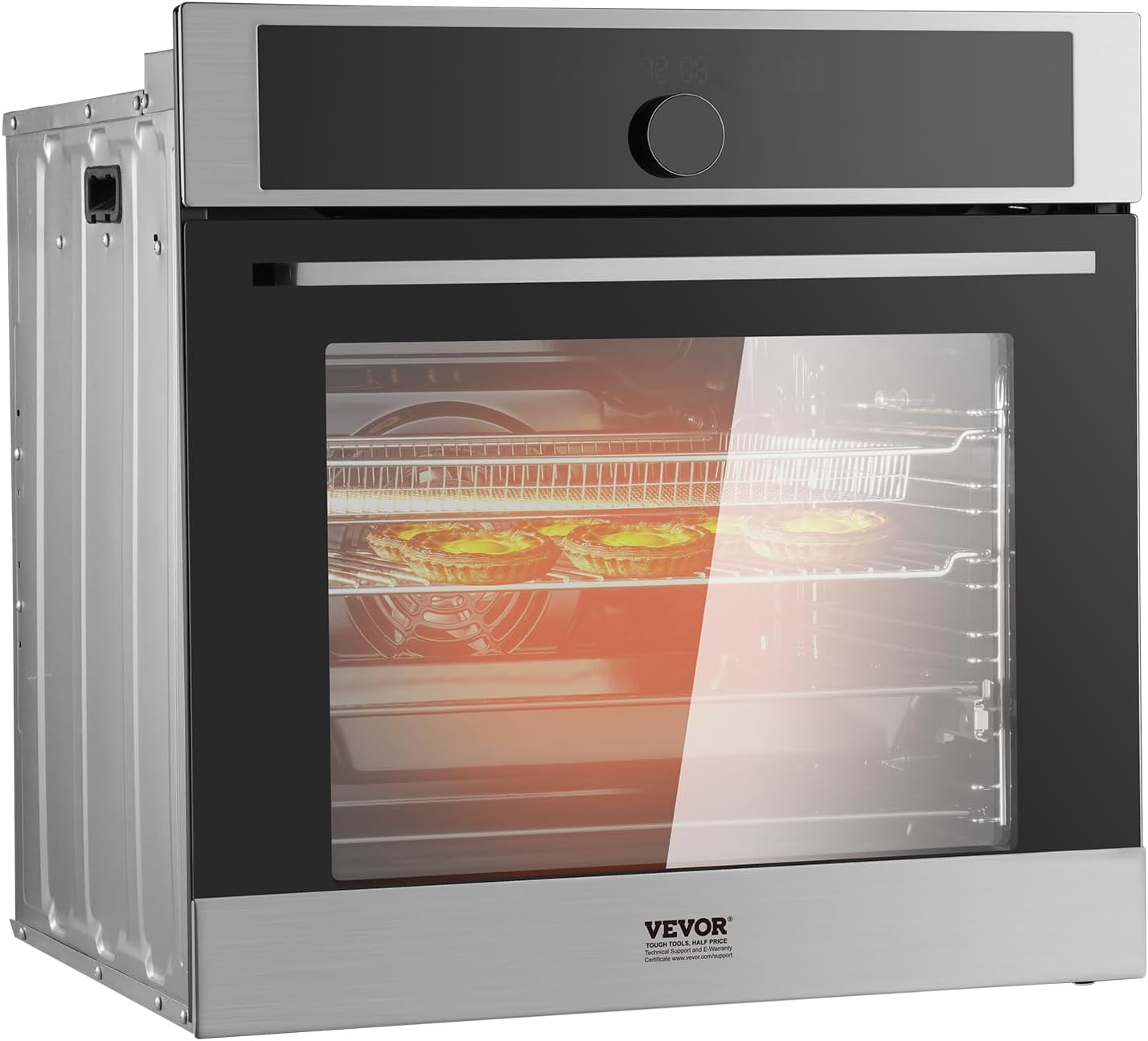 VEVOR Single Wall Oven, 24" Electric Built-in Wall Oven with 16 Cooking Functions, 2.68 Cu.Ft Electric Wall Ovens with Timer, 3150W 76L Large Capacity Ovens with Baking Rack and Tray, for Kitchen