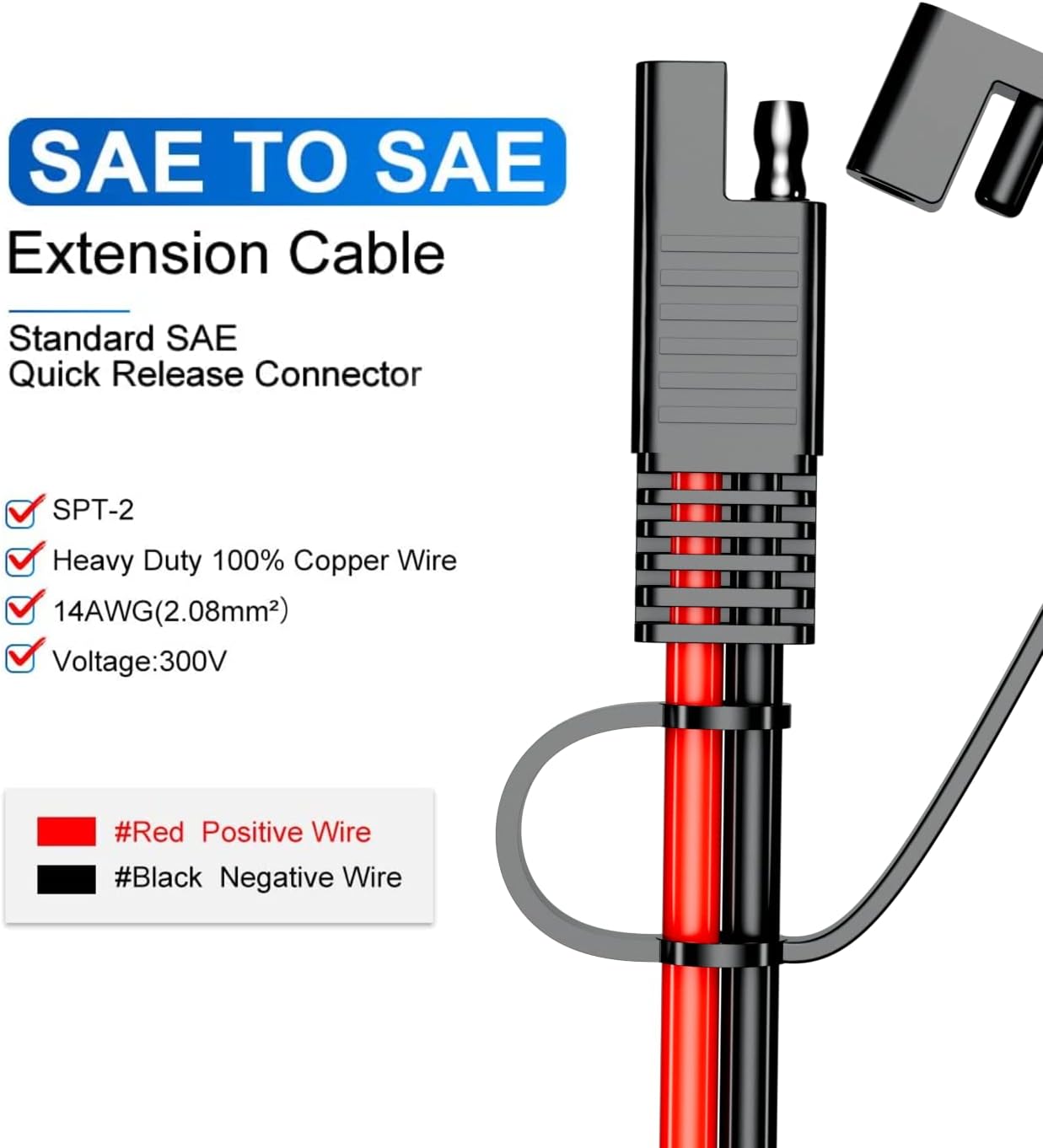 SAE Extension Cable 12AWG 3.3FT for Car RV Solar