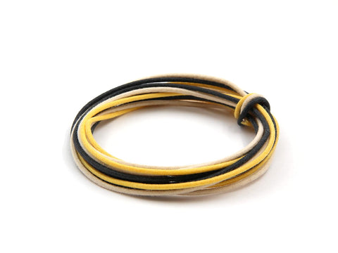 Gavitt Pushback Cloth Wire for Electric Guitar, 22 AWG Pre-tinned Stranded Copper Wire, 3 feet of Each Color, Black/White/Yellow