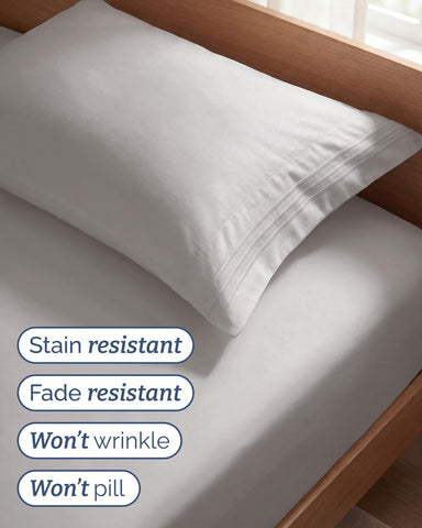 Twin Size 3 Piece Sheet Set - Breathable & Cooling Sheets - Light Grey