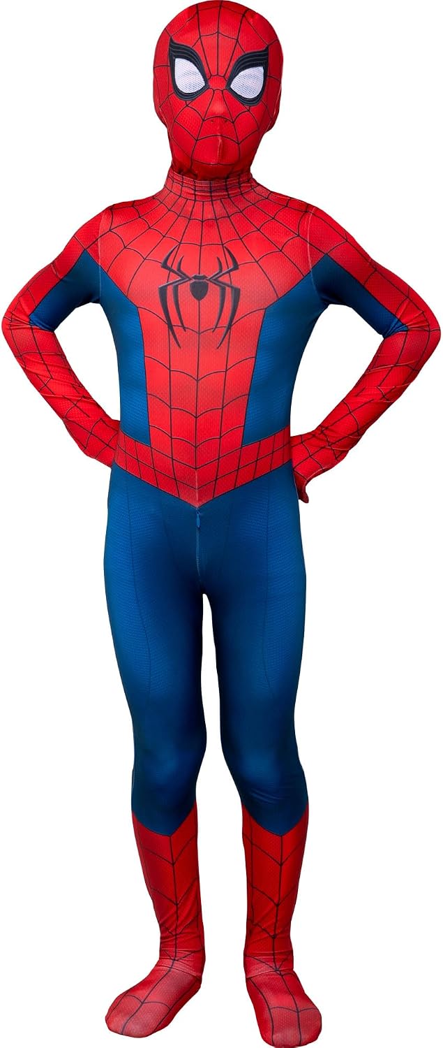 MARVEL Spider-Man Brand New Day Official Youth Zentai Halloween Costume-Deluxe Two-Way Stretch Spandex with Zippers Openings