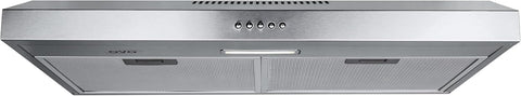 OVO 30 inch Under Cabinet Range Hood Vent with 3 Speed Exhaust Fan, Push Button, Stainless steel, Ducted and Ductless Convertible Kichen Hood, 275 CFM, 4000K Cool White Lights