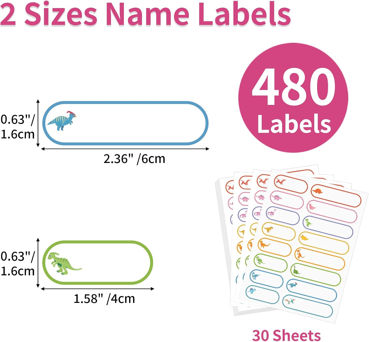 480 Pcs Waterproof Labels for Kids Stuff Daycare Name Bottle Essentials