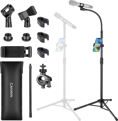 CAHAYA Mic Stand Dual-use Floor Microphone Stand Gooseneck Phone Holder