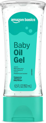 Amazon Basics Baby Oil Gel with Aloe Vera & Vitamin E, 6.5 Fl Oz (Pack of 1), Packaging May Vary
