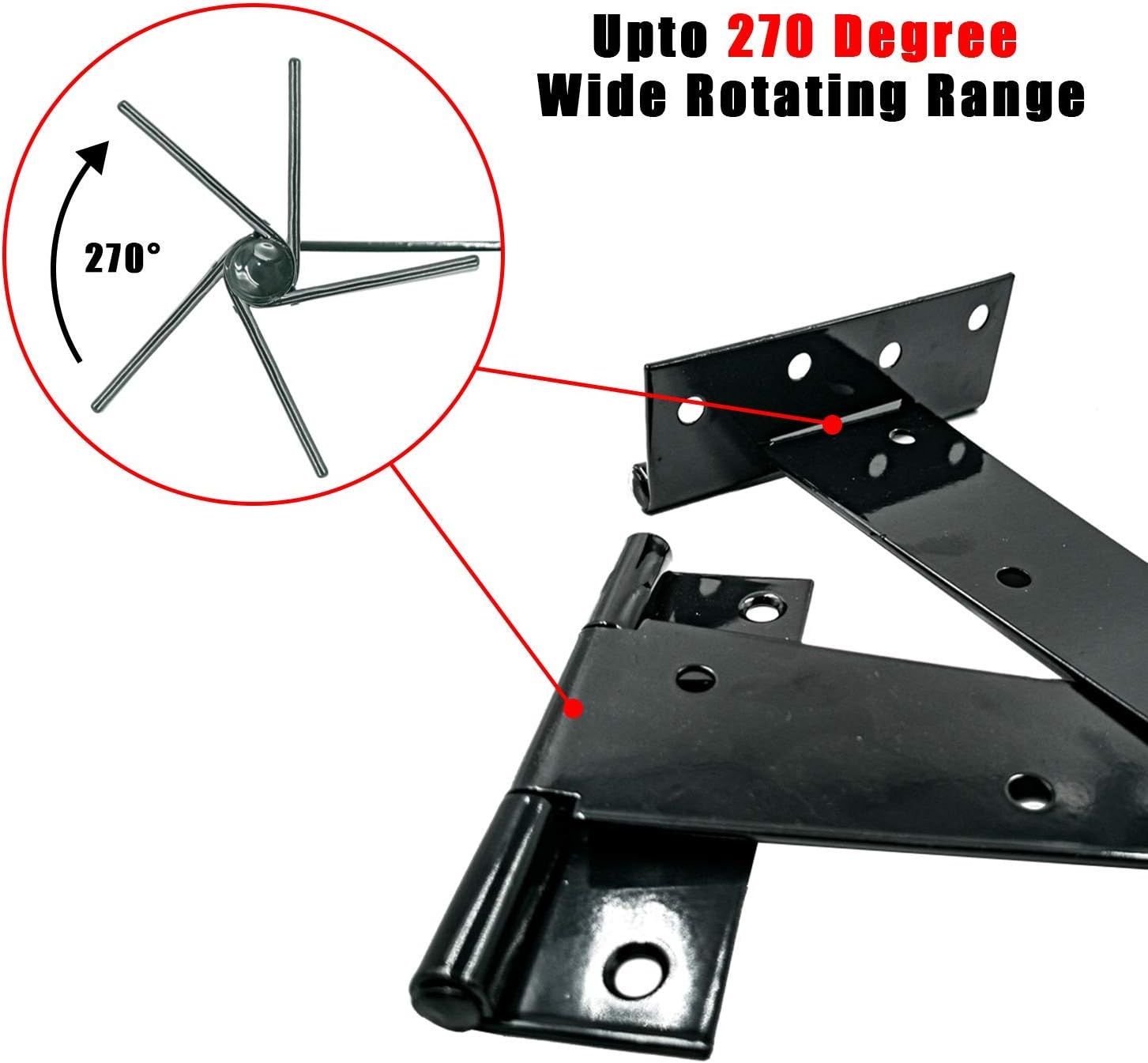 HLMOptimo Heavy Duty T Hinge, 6 pcs, 2 Inch, Black, Powder Coated Metal Alloy
