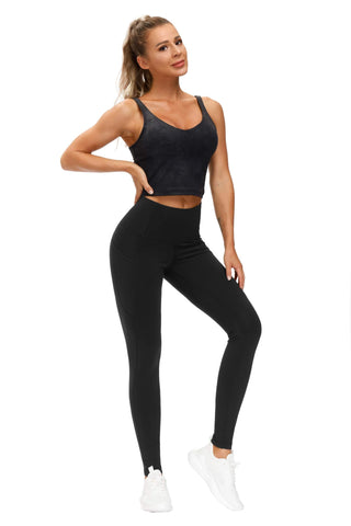 THE GYM PEOPLE Thick High Waist Yoga Pants with Pockets, Tummy Control Workout Running Yoga Leggings for Women (X-Small, Black)