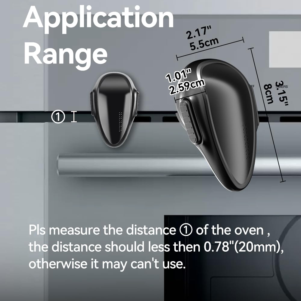 Mom's Choice Gold Awards Winner - EUDEMON 1 Pack Childproof Oven Door Lock, Oven Front Lock Easy to Install & Heat-Resistant Material no Tools Need or Drill (Black)(ONLY for Flat Surface)