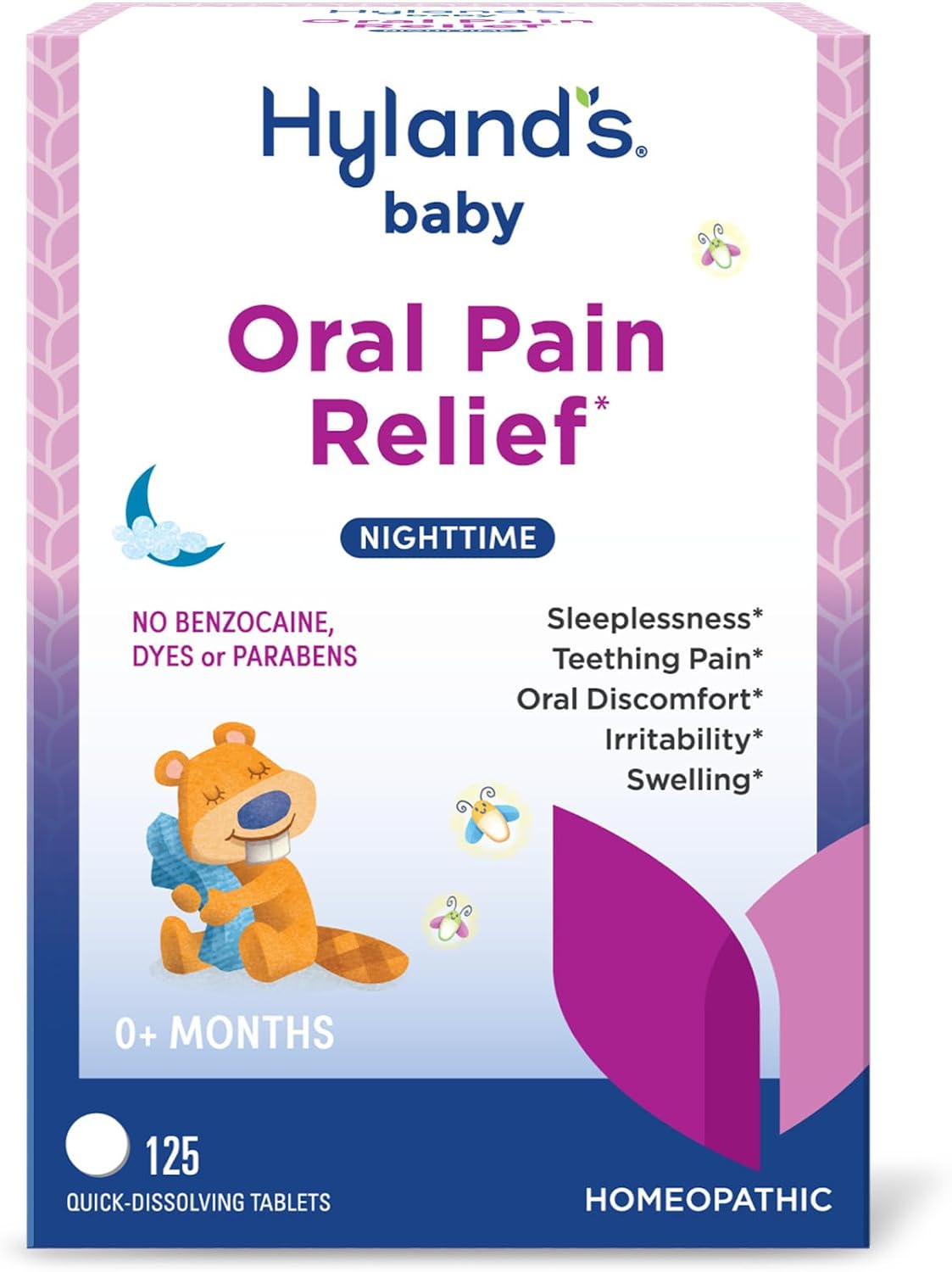 Hyland's Baby Oral Pain Relief Tablets for Nighttime Gum Discomfort, 125ct